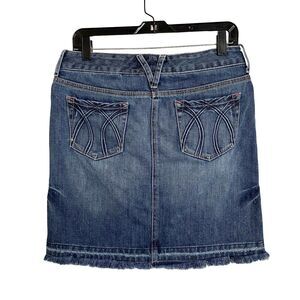 Express Denim Laboratory Short Mini Denim Jean Skirt Womens Size 4 Distressed